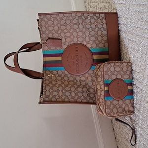 Coach large Dempsey Tote and travel kit